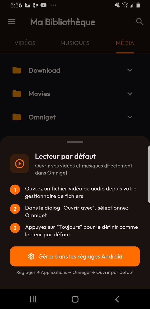 Lecteur par défaut